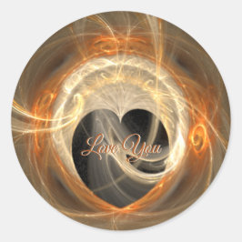 Sticker Rond Vous aimez | Orange Heart Swirl Fractal