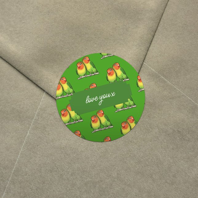 Sticker Rond Vous aimez x Ajouter votre texte Lovebirds Valenti (Créateur téléchargé)