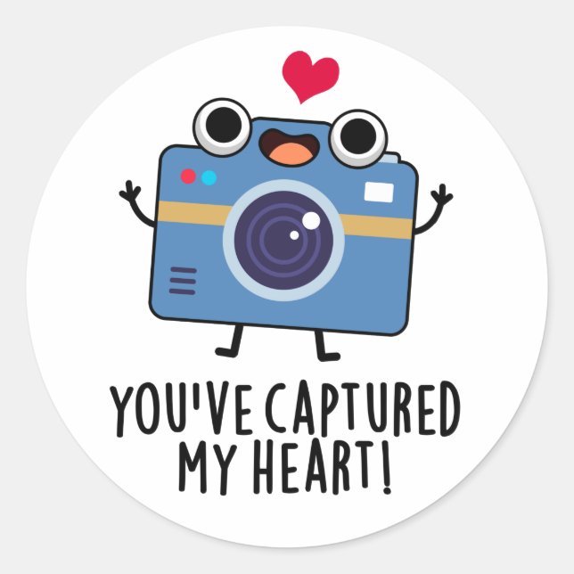 Sticker Rond Vous avez capturé Mon Coeur Drôle Caméra Pun (Devant)