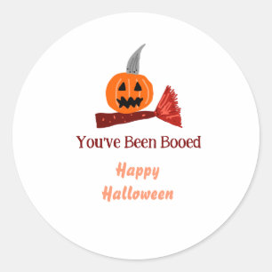 Sticker Rond Vous avez été Hué joyueux Halloween balai citrouil