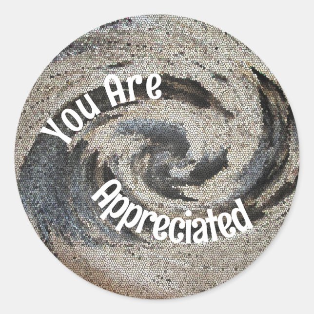 Sticker Rond Vous Êtes Apprécié Rustic Brown Employé En Mosaïqu (Devant)