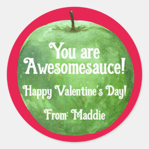 Sticker Rond Vous êtes Awesomesauce ! Applesauce Saint-Valentin