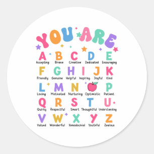 Sticker Rond Vous êtes des lettres alphabet apprendre abc inspi