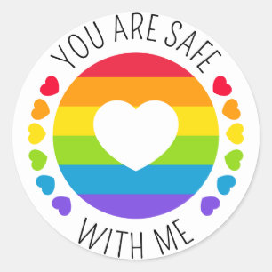 Sticker Rond "Vous êtes en sécurité avec moi" Soutien LGBT