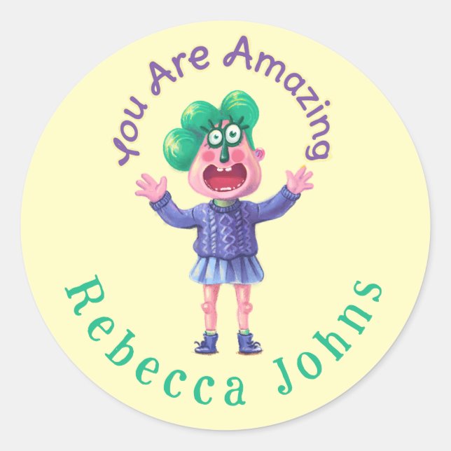 Sticker Rond Vous êtes Extraordinaire ( écriture de nom ) (Devant)