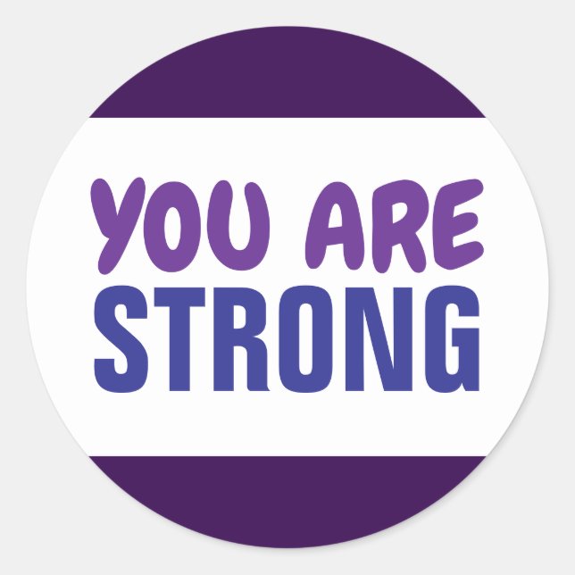 Sticker Rond Vous êtes Forte Violet Bleu Persist Encourageur (Devant)
