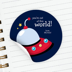 Sticker Rond "Vous êtes hors de ce monde" Valentines de l'école