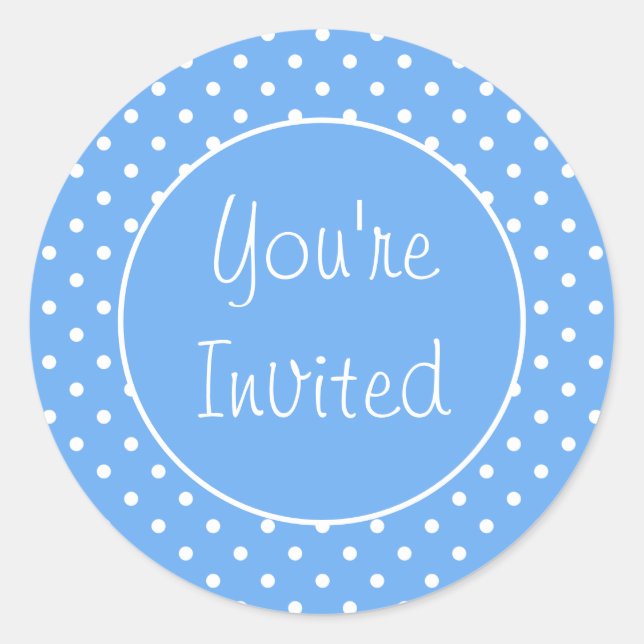 Sticker Rond Vous êtes invité Pale Blue Polka Enveloppe Seal (Devant)