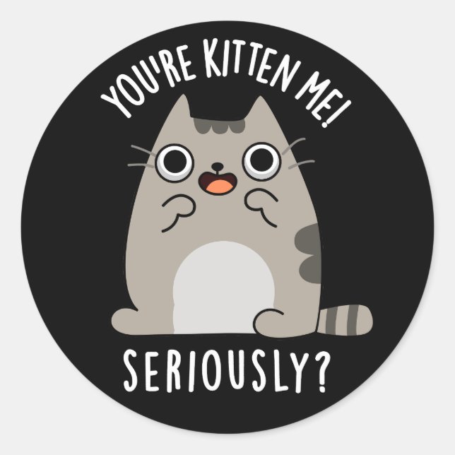Sticker Rond Vous êtes Kitten Me Sérieusement Drôle Chat Pun Da (Devant)