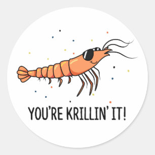 Sticker Rond Vous êtes Krillin C'est drôle Krill Pun
