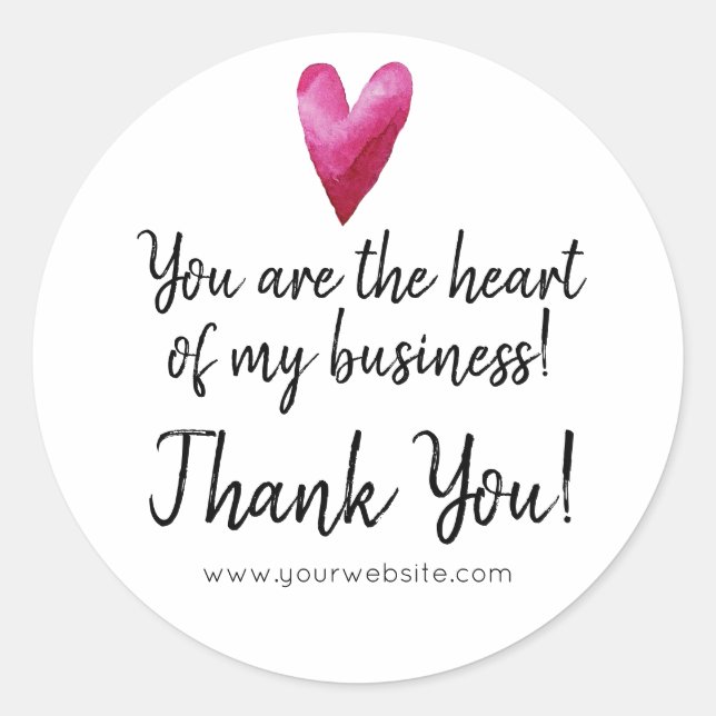Sticker Rond Vous êtes le coeur de mon Merci d'affaires (Devant)