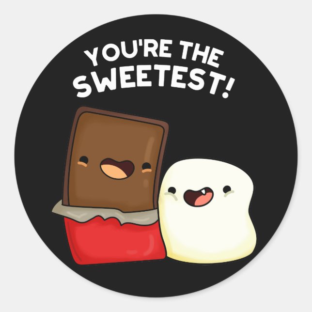 Sticker Rond Vous êtes le plus mignon jeu de snacks Dark BG (Devant)