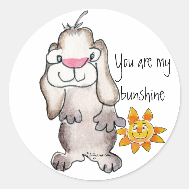 Sticker Rond Vous êtes mon baguette de lapin de dessin animé (Devant)