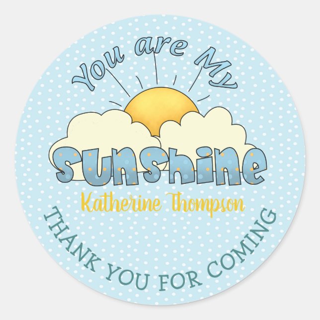 Sticker Rond Vous êtes mon soleil Baby Shower garçon   (Devant)