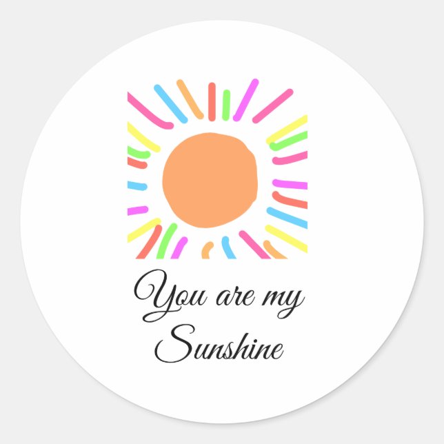 Sticker Rond vous êtes mon soleil jaune orange rayons de soleil (Devant)