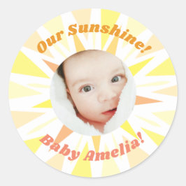Sticker Rond Vous êtes mon Sunshine Baby Faire-part
