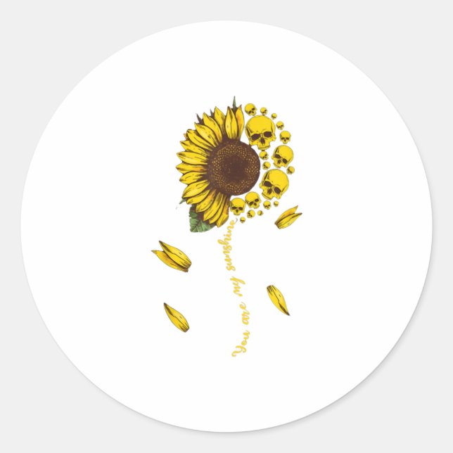 Sticker Rond Vous êtes mon tournesol crâne soleil (Devant)