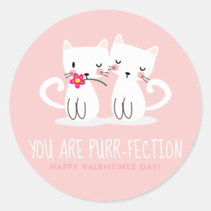 Sticker Rond Vous Êtes Purr-Fection Belle Chats Saint-Valentin