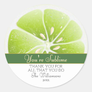 Sticker Rond Vous êtes Sublime Lime Citrus Fruit   MERCI