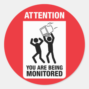Sticker Rond Vous Êtes Surveillé - Humour De Bureau