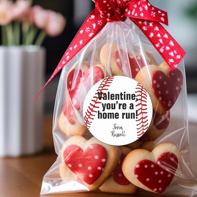 Sticker Rond Vous êtes un home Run Baseball Valentine Favor (You're a Home Run Baseball Valentine Favor Classic Round Sticker)