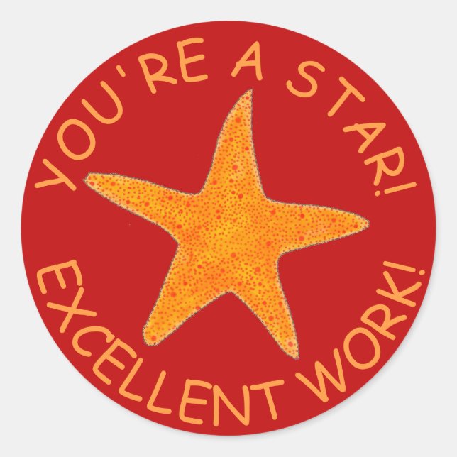 Sticker Rond Vous êtes une étoile Bon travail Starfish Professe (Devant)