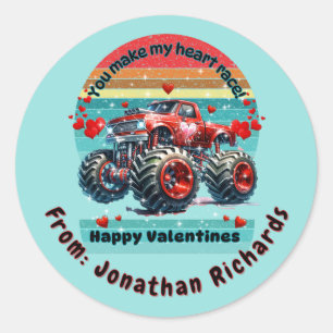 Sticker Rond Vous Fabriquez Mon Camion Monster Rouge Course Coe