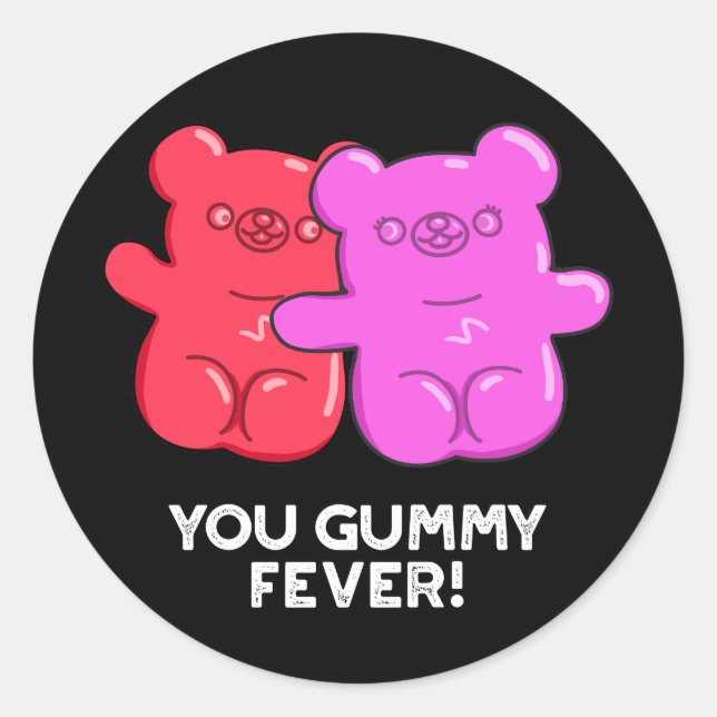 Sticker Rond Vous Gummy Fete Drôle Candy Pun Dark BG (Devant)