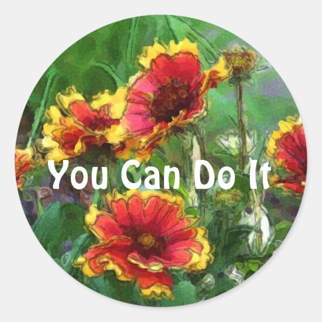 Sticker Rond Vous Pouvez Le Faire Daisis Inspirationnel (Devant)