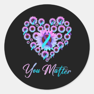 Sticker Rond Vous Prévention du suicide Turquoise Sensibilisati