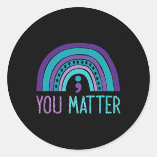 Sticker Rond Vous Problème Semicolon Suicide Prévention Purple 