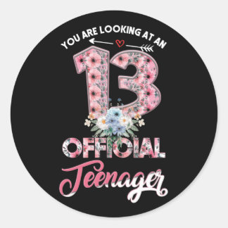 Sticker Rond Vous Regardez Un 13 Officiel Adolescent Floral