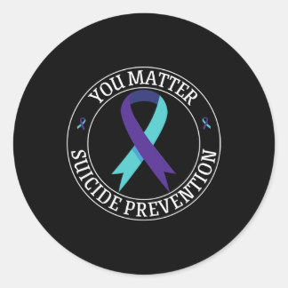 Sticker Rond Vous Ruban Turquoise Et Violet Prévention Suicide