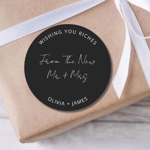 Sticker Rond Vous souhaitant Richesse du nouveau sac de mariage