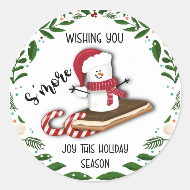 Sticker Rond vous souhaitez plus de joie cette saison des fêtes (Devant)