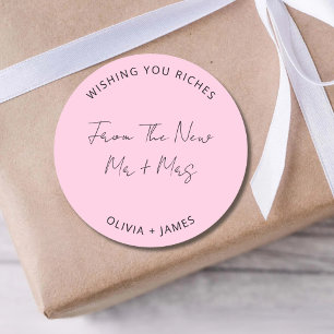 Sticker Rond Vous souhaitez Richesse du nouveau sac de mariage