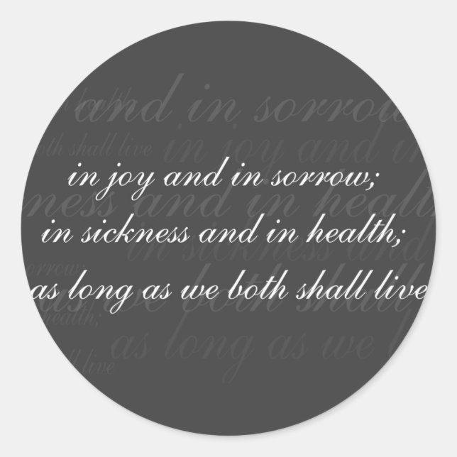 Sticker Rond Vow mariage En Gris Maladie (Devant)
