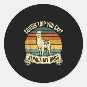 Sticker Rond Voyage avec cousin tu dis lama mes valises