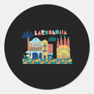Sticker Rond Voyage Barcelone Espagne Europe Espagne Famille es