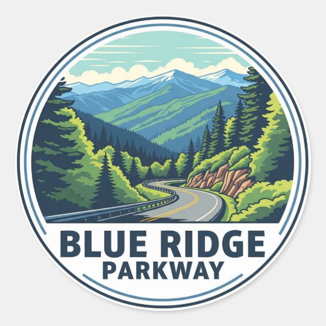 Sticker Rond Voyage Blue Ridge Parkway (Devant)