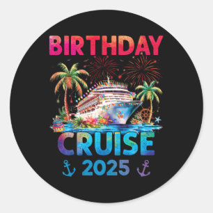 Sticker Rond Voyage D'Anniversaire 2025 Uni-adultes Et K
