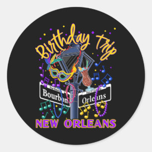Sticker Rond Voyage d'anniversaire à la Nouvelle-Orléans Filles
