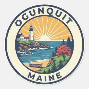 Sticker Rond Voyage dans le Maine à Ogunquit