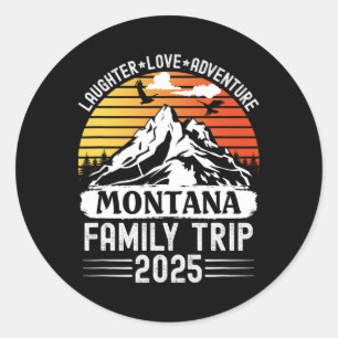 Sticker Rond Voyage de famille dans le Montana 2025 Aventure de