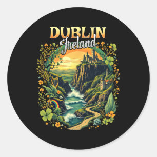 Sticker Rond Voyage de vacances à Dublin Irlande Souvenir irlan