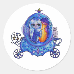 Sticker Rond Voyage d'hiver Carrosserie Fée Ours Polaire Mélang