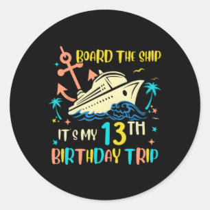 Sticker Rond Voyage en croisière pour 13 ans d'anniversaire Vac