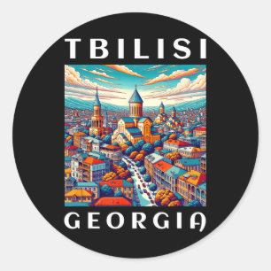 Sticker Rond Voyage en Géorgie et Tbilissi 