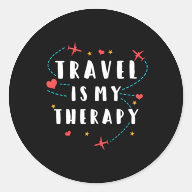Sticker Rond Voyage est ma thérapie World Travel Devis (Devant)