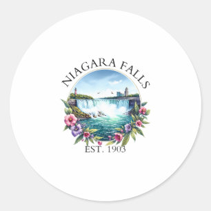 Sticker Rond Voyage familial extérieur aux chutes du Niagara à